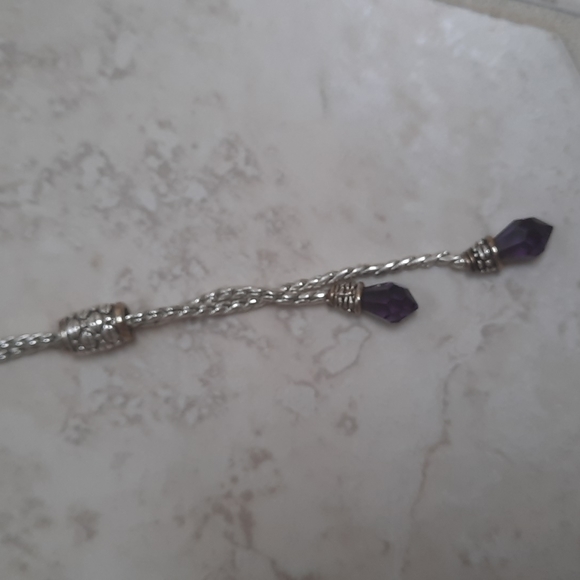 Silverstone rope necklace and matching stone drop earings - Picture 3 of 3